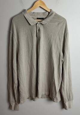 Zara Long Sleeve Polo Shirt Beige Cotton Size XL 9240/404/711 Men’s